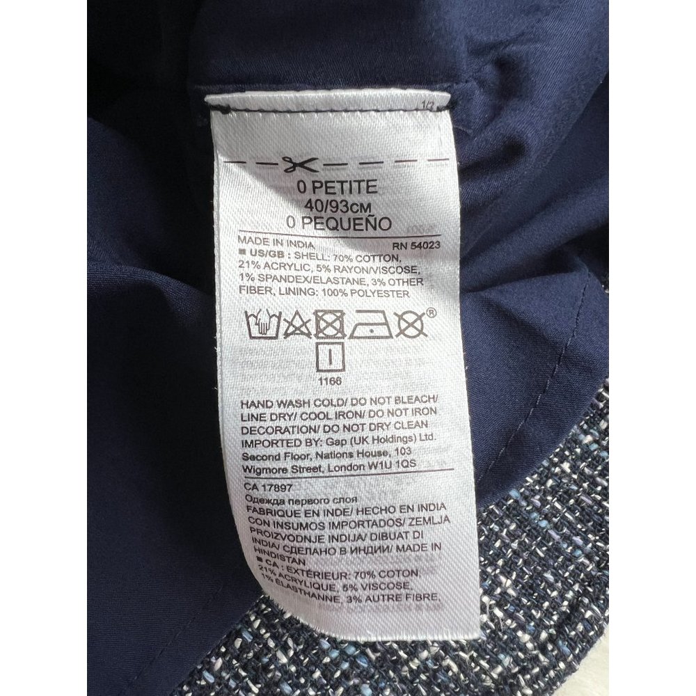 Banana Republic Peplum Top, Tweed, Navy, Embellished Detail, Size 0P - Picture 8 of 8